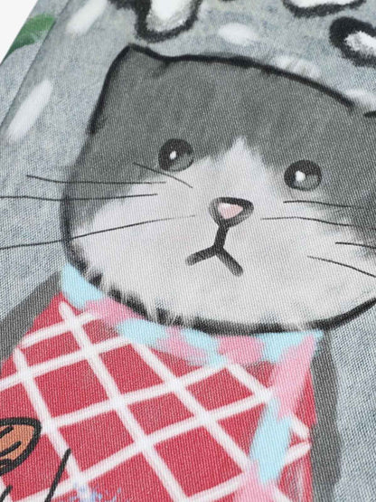 Denim Painted Animal Print Wide Leg Jeans with Cartoon Cat Dog Design?