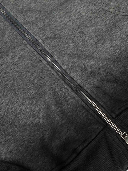 Cotton Blend Oversized Zip-Up Hoodie with Stud Detailing 