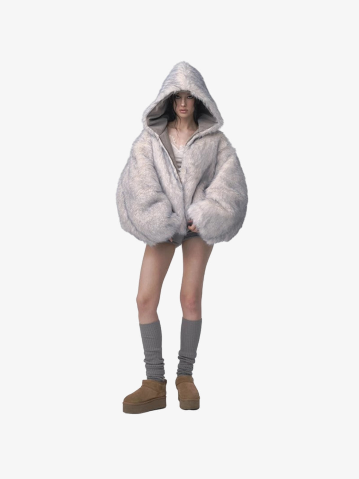 Oversized Reversible Fur Hooded Jacket