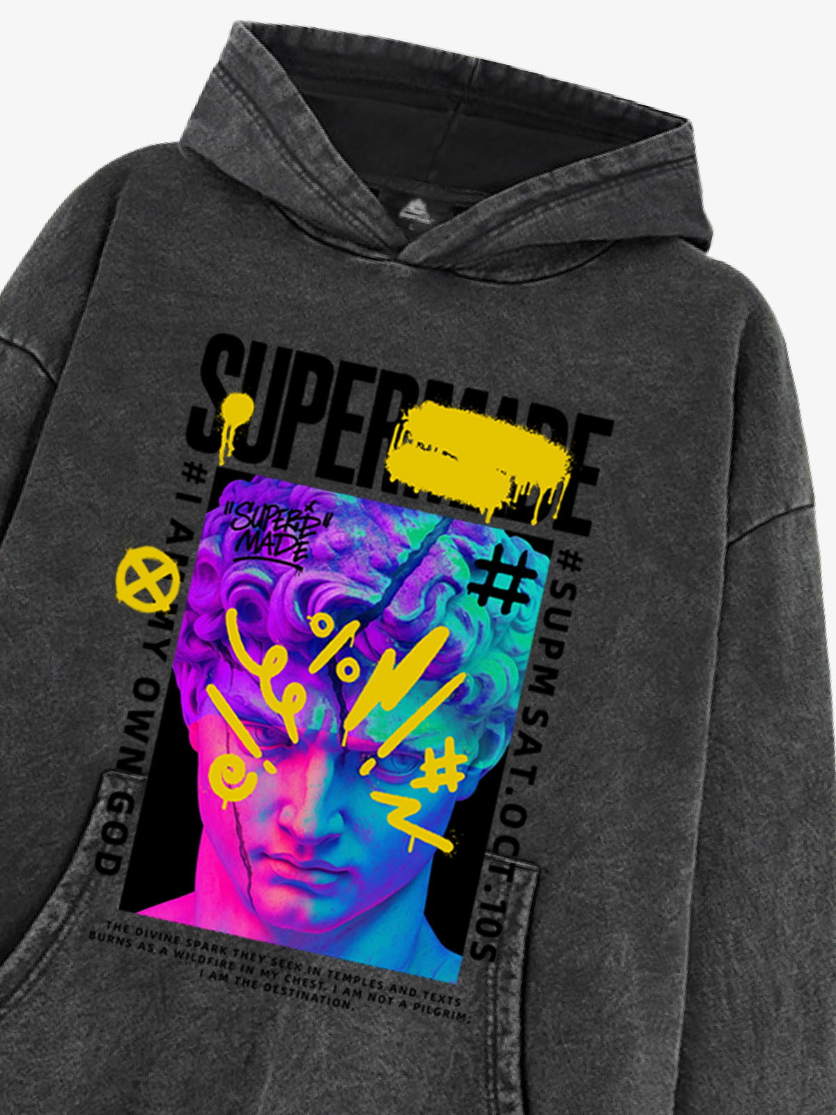 Thesupermade Cyberpunk Graffiti David Statue Hooded Sweatshirt 