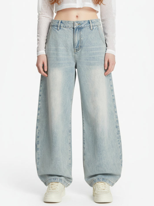 Denim Washed Distressed Barrel Jeans - 2511