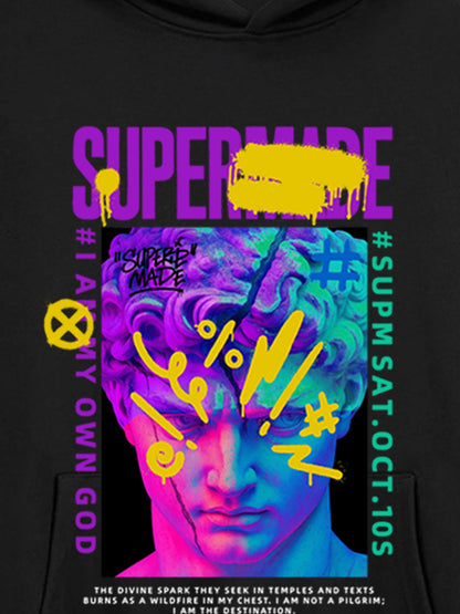 Thesupermade Cyberpunk Graffiti David Statue Hooded Sweatshirt 