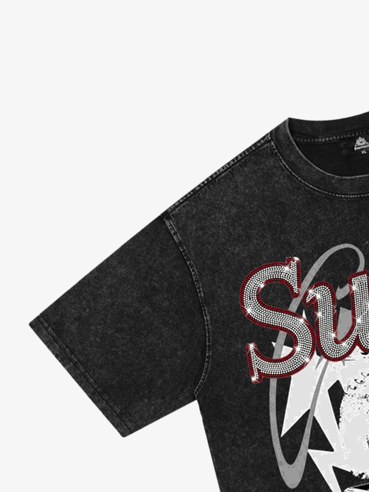 Distressed Sleeveless Crop Top with Barbed Wire Graphic Design 