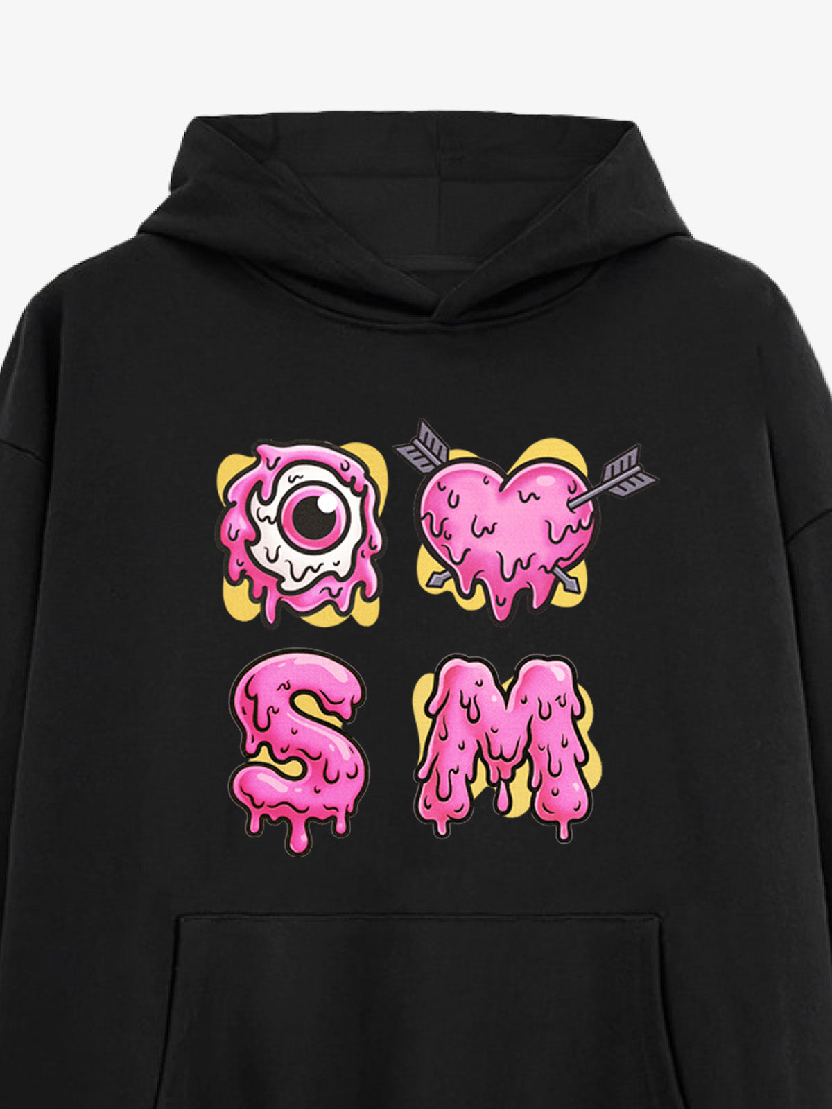 Dripping Heart & Eye Graphic Hoodie for Trendy Looks 