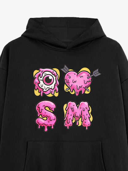 Dripping Heart & Eye Graphic Hoodie for Trendy Looks 
