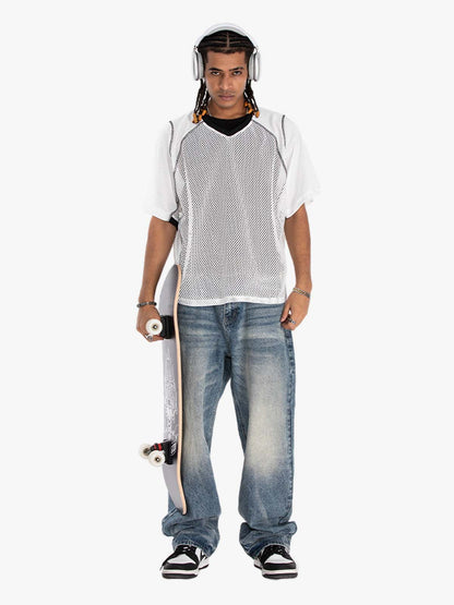 300G Jade Pattern Dyeing Mesh T-Shirt Breathable Quick-Dry Sports Tee for Men?