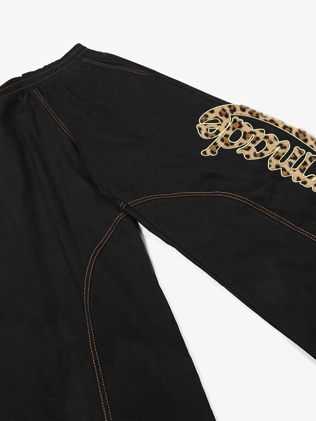 Retro leopard print logo letter wide-leg casual pants?