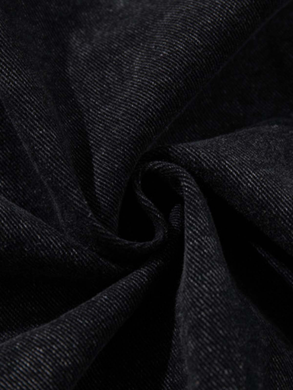 Denim Hoodie with Metal Toggle Closure Black Oversized Sweatshirt?