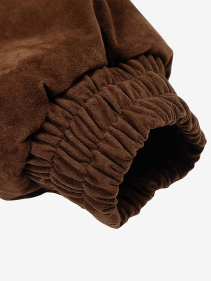 Fur Collar Suede Toggle Closure Padded Bomber Jacket