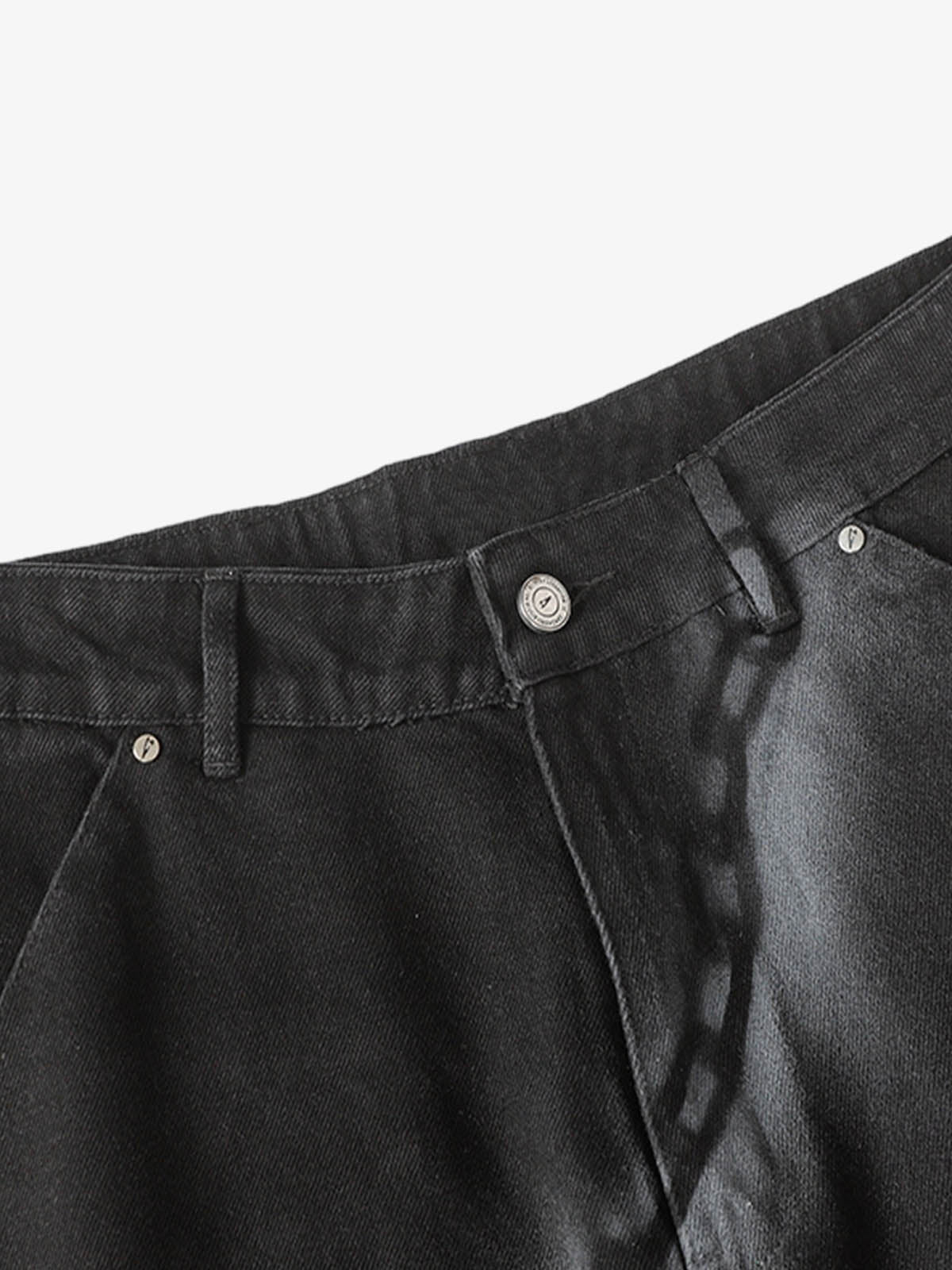 Chain Print Raw Edge Washed Wide-Leg Jeans 