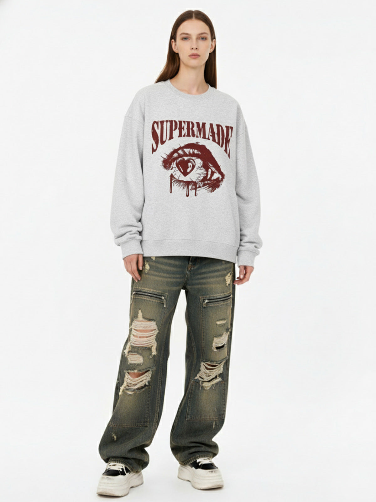 Eye-catching Graphic Crewneck Sweatshirt for Casual Wear 