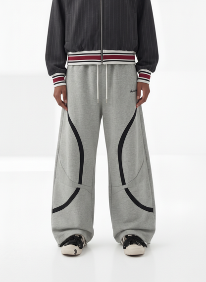 Retro Contrast Panel Drawstring Sweatpants
