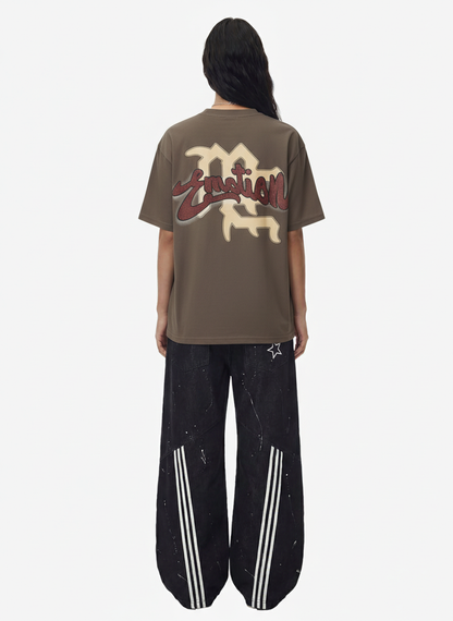 Retro Blindfold Angel Rhinestone Letter Graphic T-Shirt