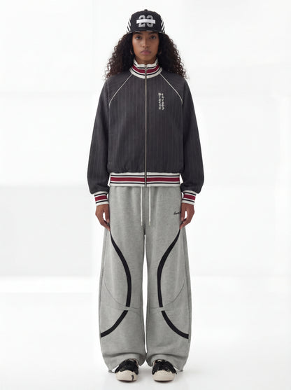 Retro Contrast Panel Drawstring Sweatpants