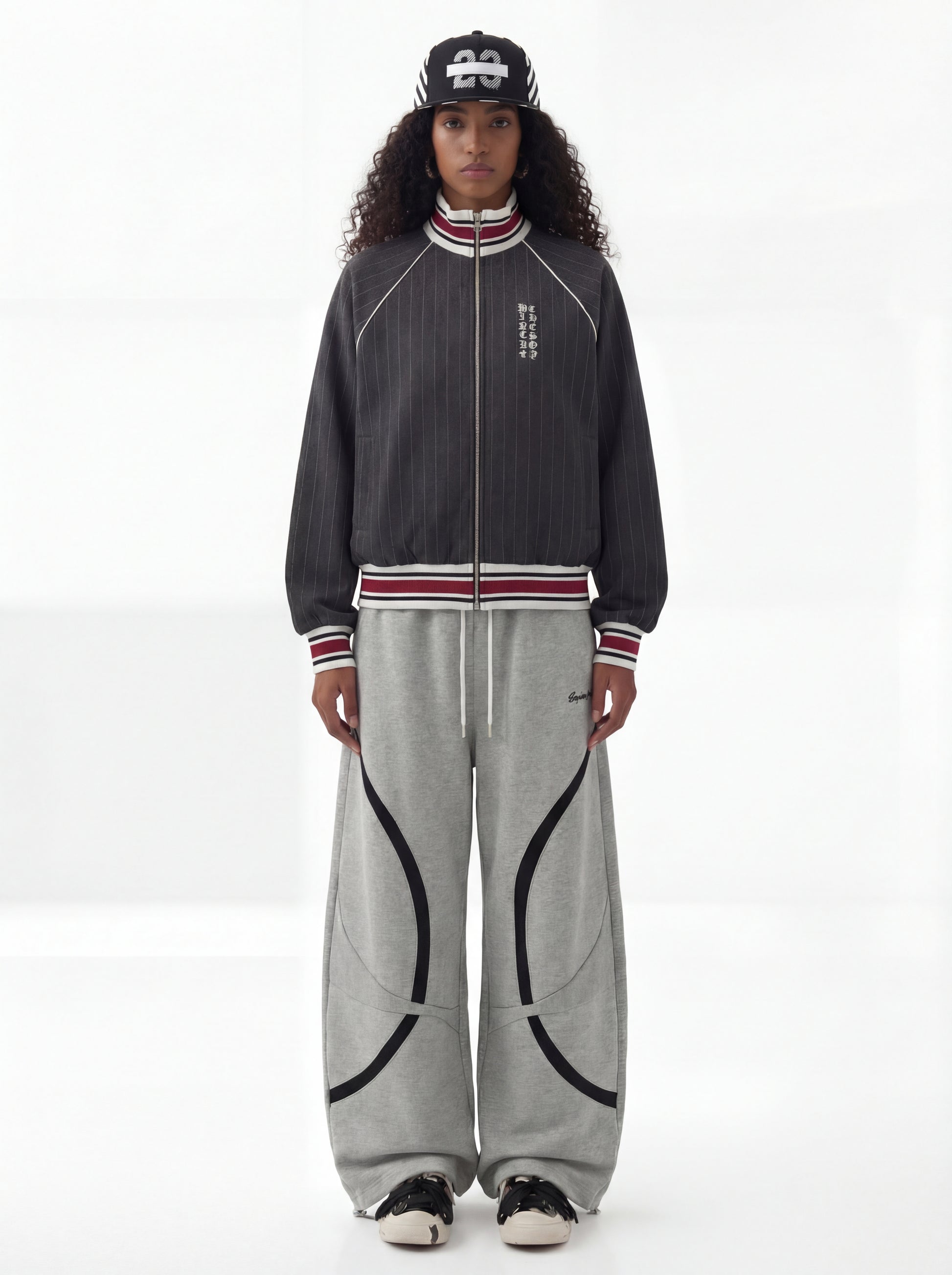 Pinstripe Vertical Embroidery Track Jacket