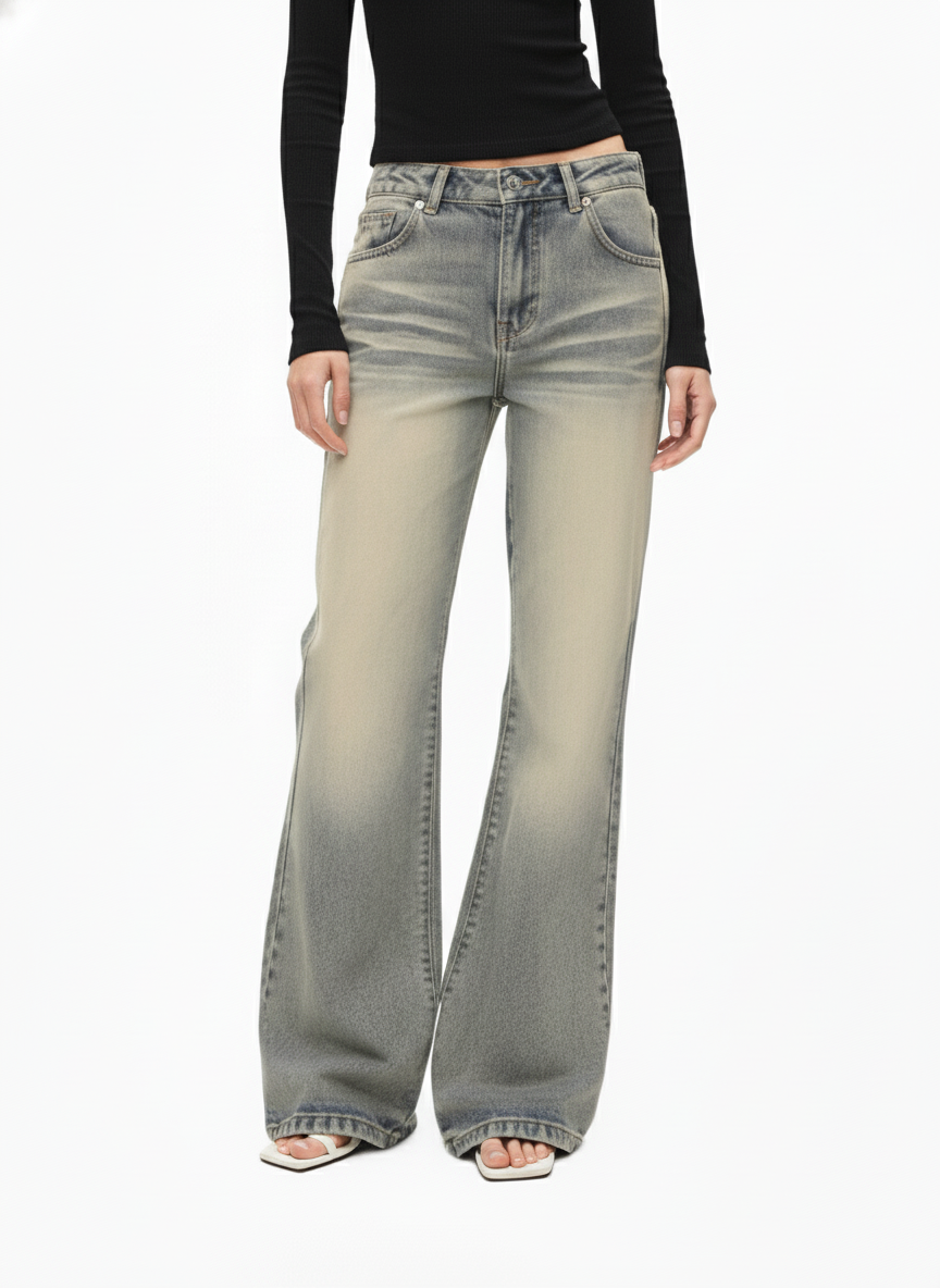 Vintage Washed Flare Jeans