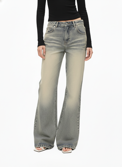 Vintage Washed Flare Jeans