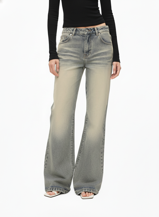 Vintage Washed Flare Jeans