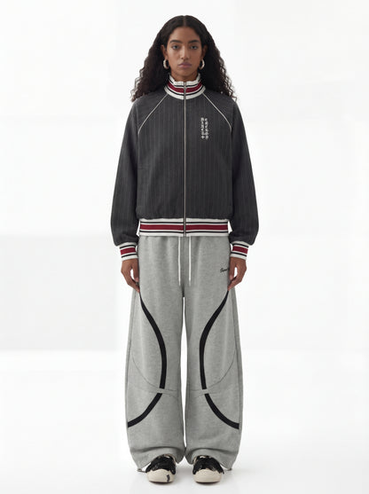 Pinstripe Vertical Embroidery Track Jacket
