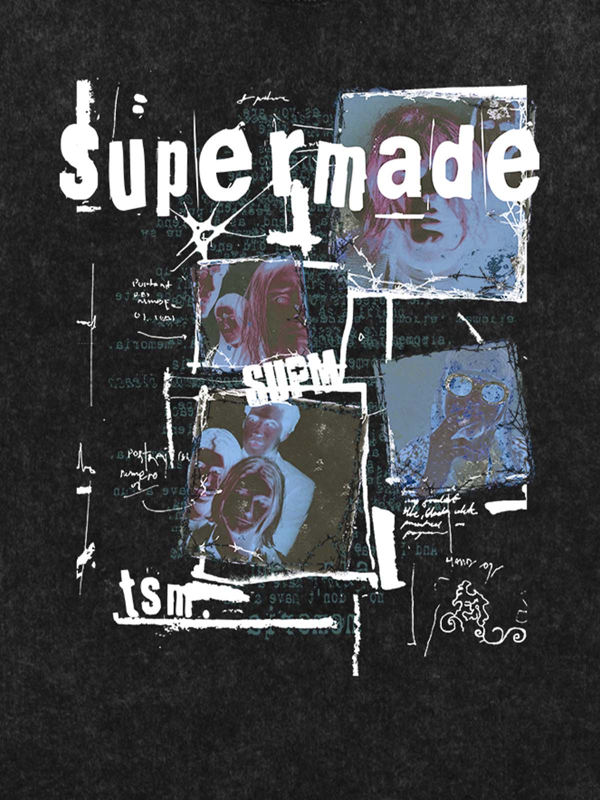 THE SUPERMADE Retro nostalgia Artistic Graphic Print T-Shirt with Collage Design 