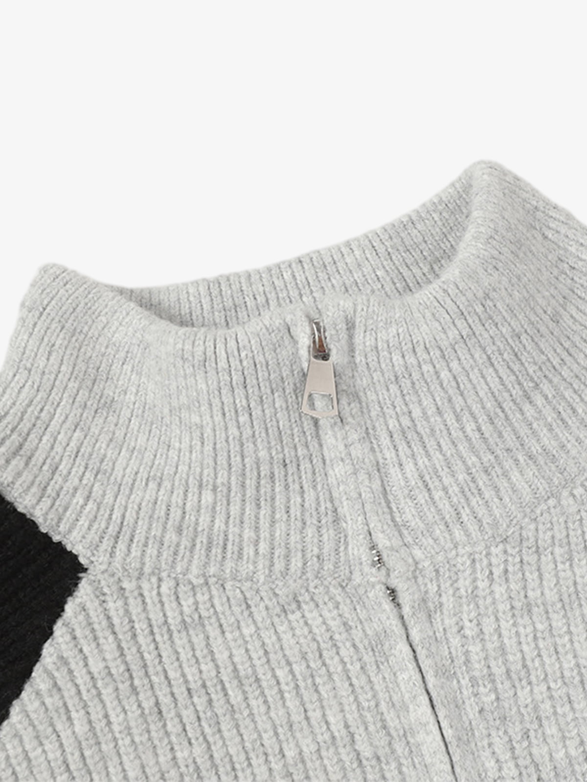 Stylish Contrast Panel Zip-Up Sweater for Casual and Sporty Looks 