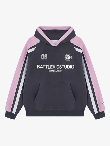 Retro Contrast Color Letter Print Hoodie 