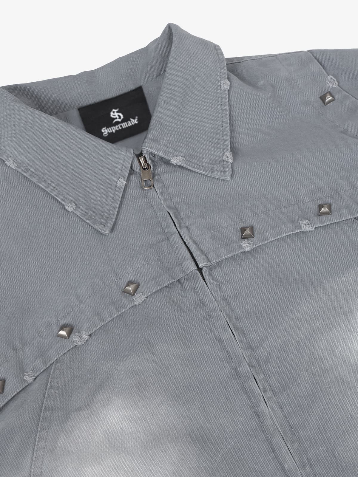 Thesupermade Street Punk Heavy-duty Studded Distressed Jacket 