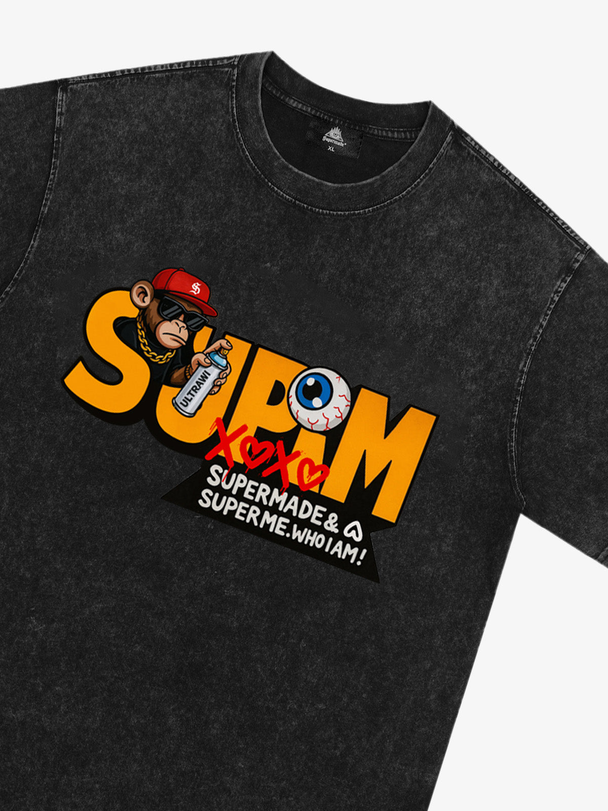 Supermade Trendy Hip-Hop Monkey Graffiti Font T-Shirt 