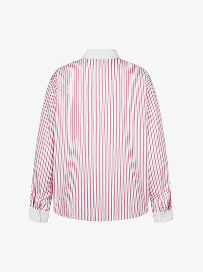 Retro Contrast Flocked Striped Long Sleeve Shirt 