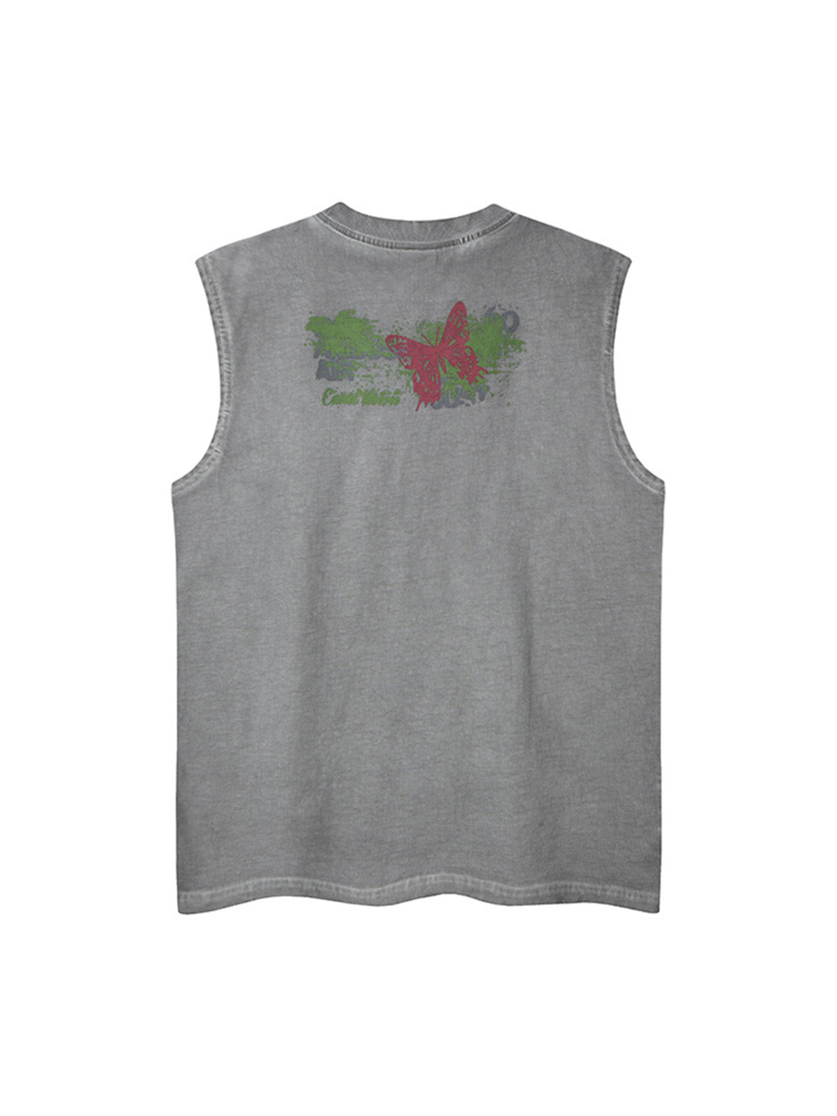 Distressed Graphic Butterfly Print Vest 