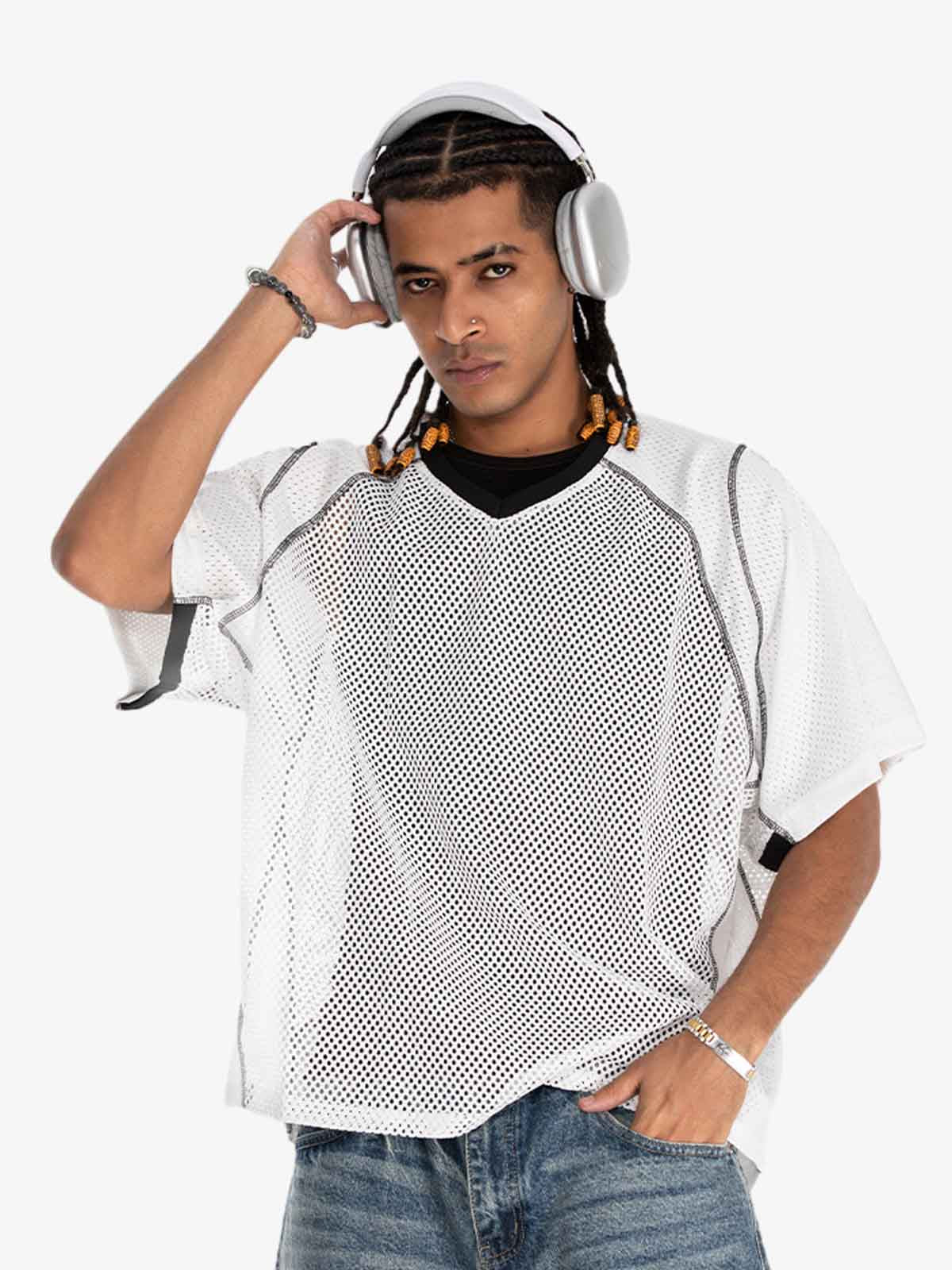 300G Jade Pattern Dyeing Mesh T-Shirt Breathable Quick-Dry Sports Tee for Men?