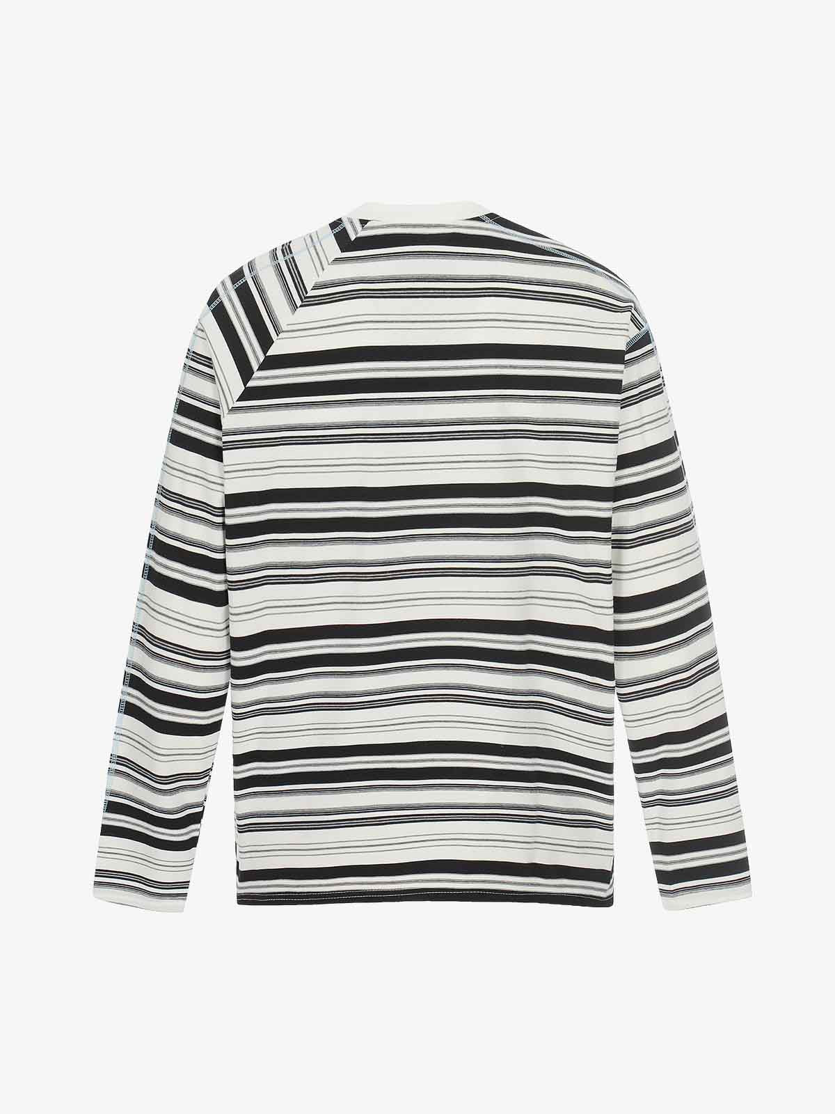 Color Block Striped Embroidered Long Sleeve T-Shirt