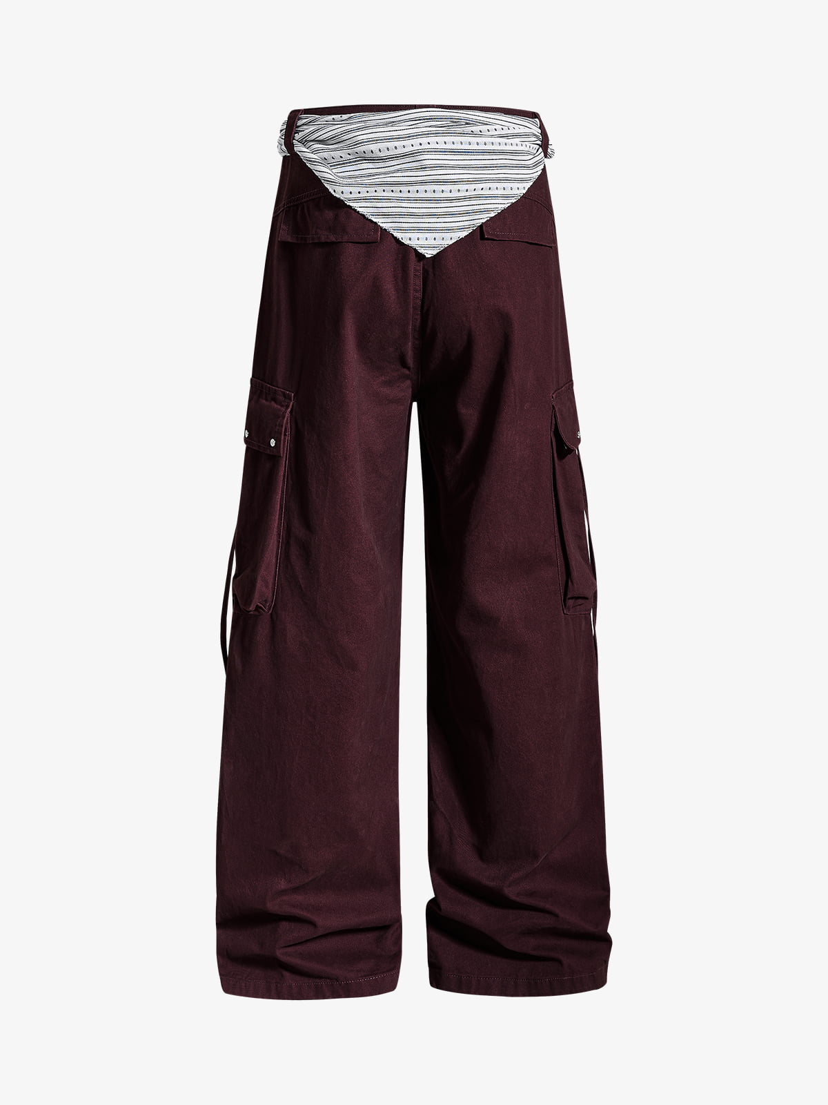 Cotton Blend Wide Leg Cargo Pants with Adjustable Drawstring and Decorative Tassels?