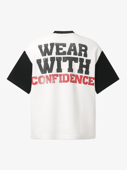 Cotton Blend Drip Print Oversized T-Shirt with Distressed Details 