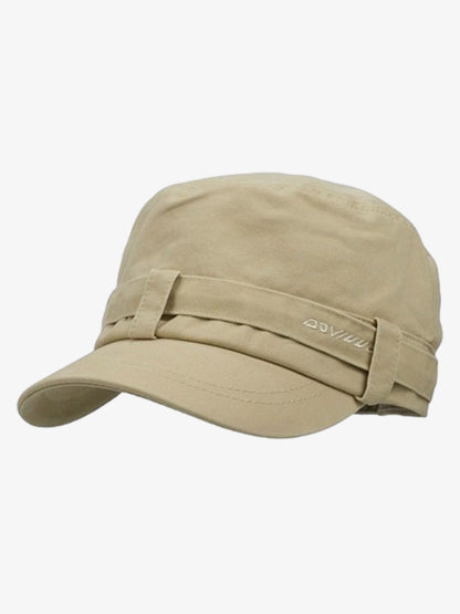 Distressed Cotton Blend Flat Cap with Stud Details for Men and Women?
