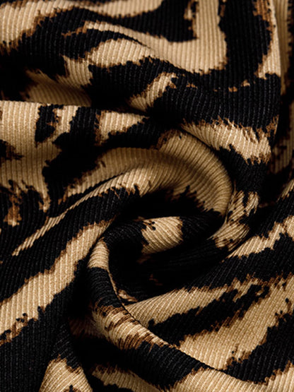 Retro Zebra Print Asymmetric Draped Patchwork Barrel Pants 