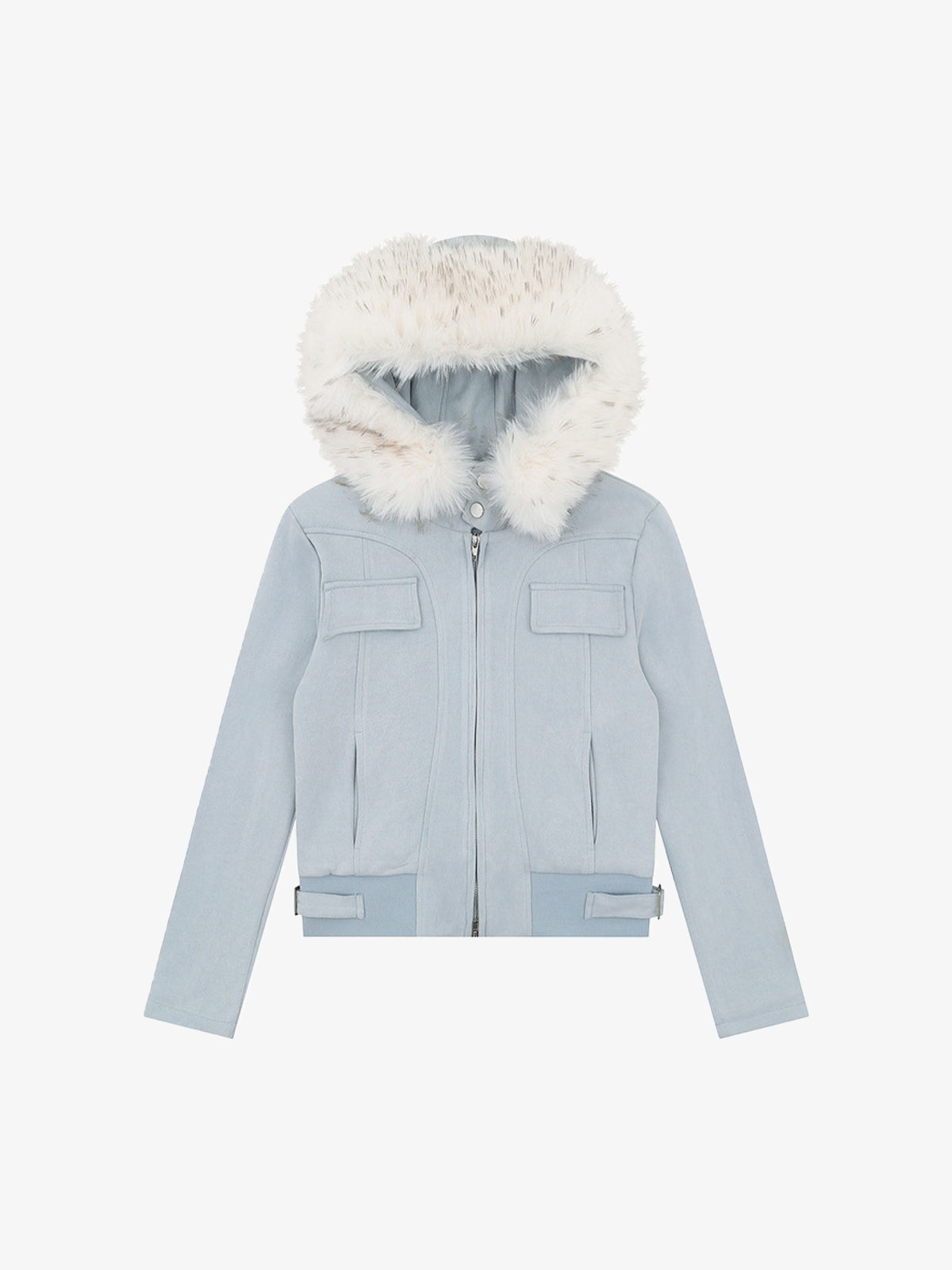 Suede Fur Hooded Slim Fit Jacket