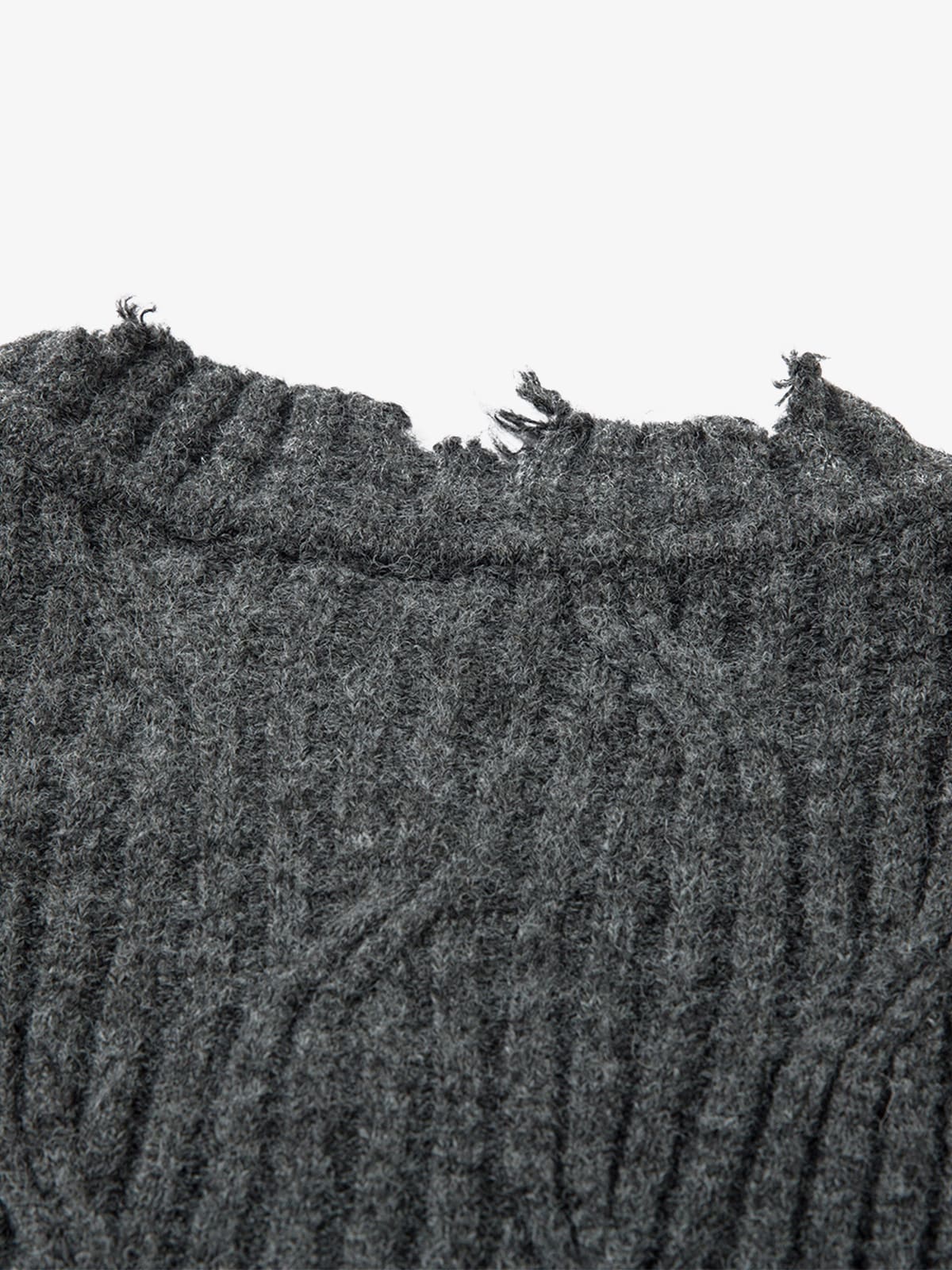 Distressed Ribbed Henley Sweater for Casual Elegance 