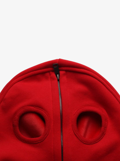 Cotton Blend Hooded Zip-Up Costume Jacket with Eye Holes and Gloves, Gothic Horror Style Full Coverage Hoodie for Cosplay and Halloween 