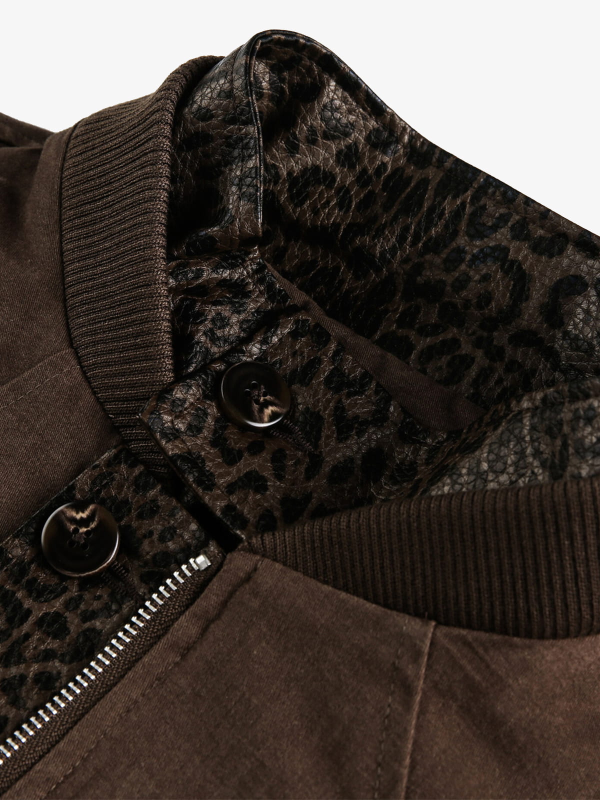 Retro Leopard PU Patchwork Faux Layered Jacket 