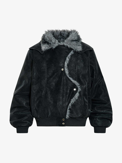 Stylish Faux Fur Trimmed Bomber Jacket for Winter Wear 