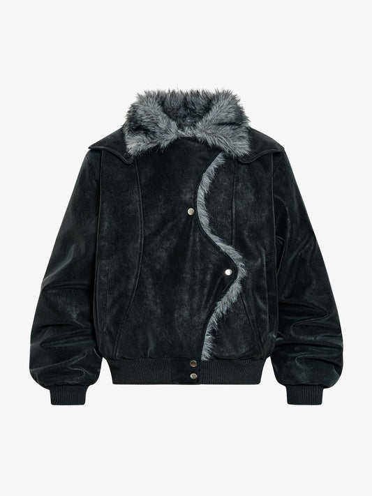 Stylish Faux Fur Trimmed Bomber Jacket for Winter Wear 