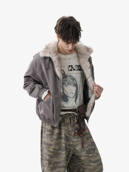 Stylish Winter Bomber Jacket with Faux Fur Collar - Perfect for Cold Weather 