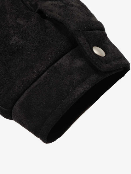 Retro Suede Asymmetric Buckle Design Down Jacket