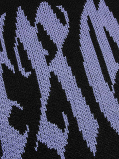 High Street Letter Jacquard Ripped Tassel Sweater 