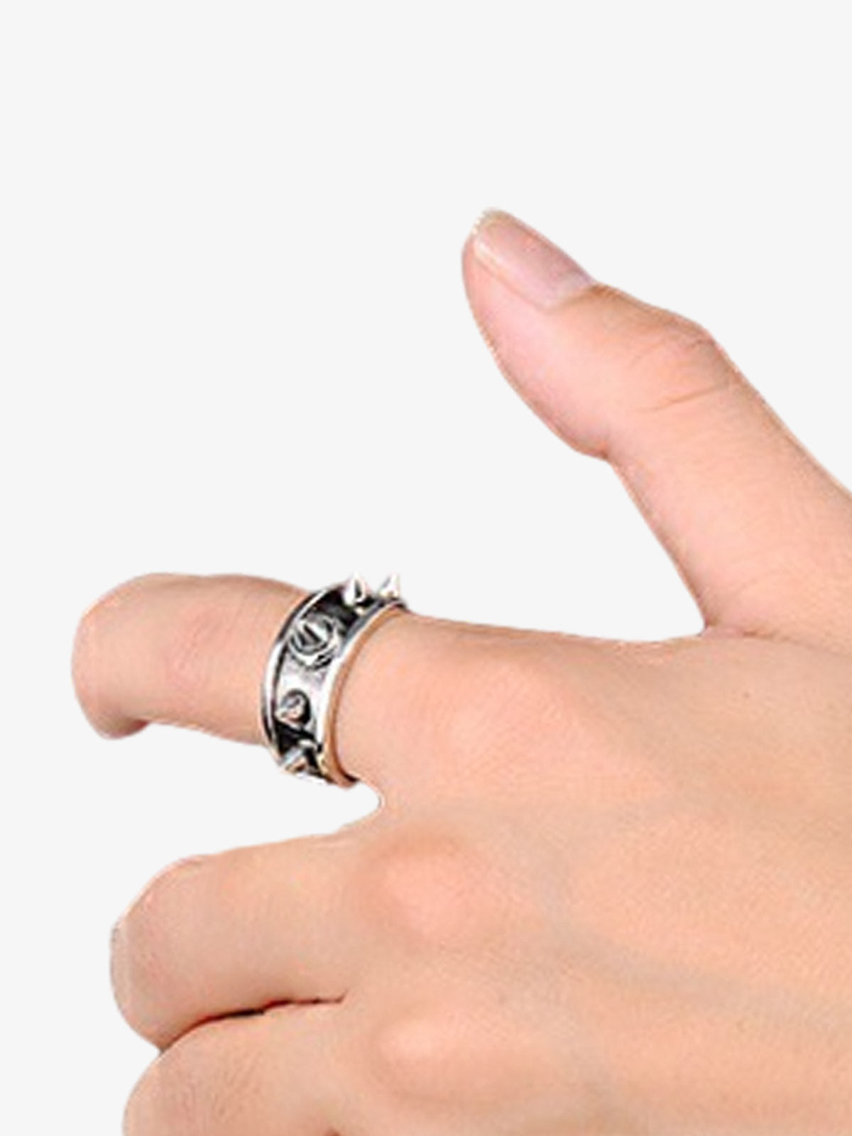 Stainless Steel Punk Spike Ring for Men and Women - Edgy Fashion Statement Jewelry with Bold Cone Studs 