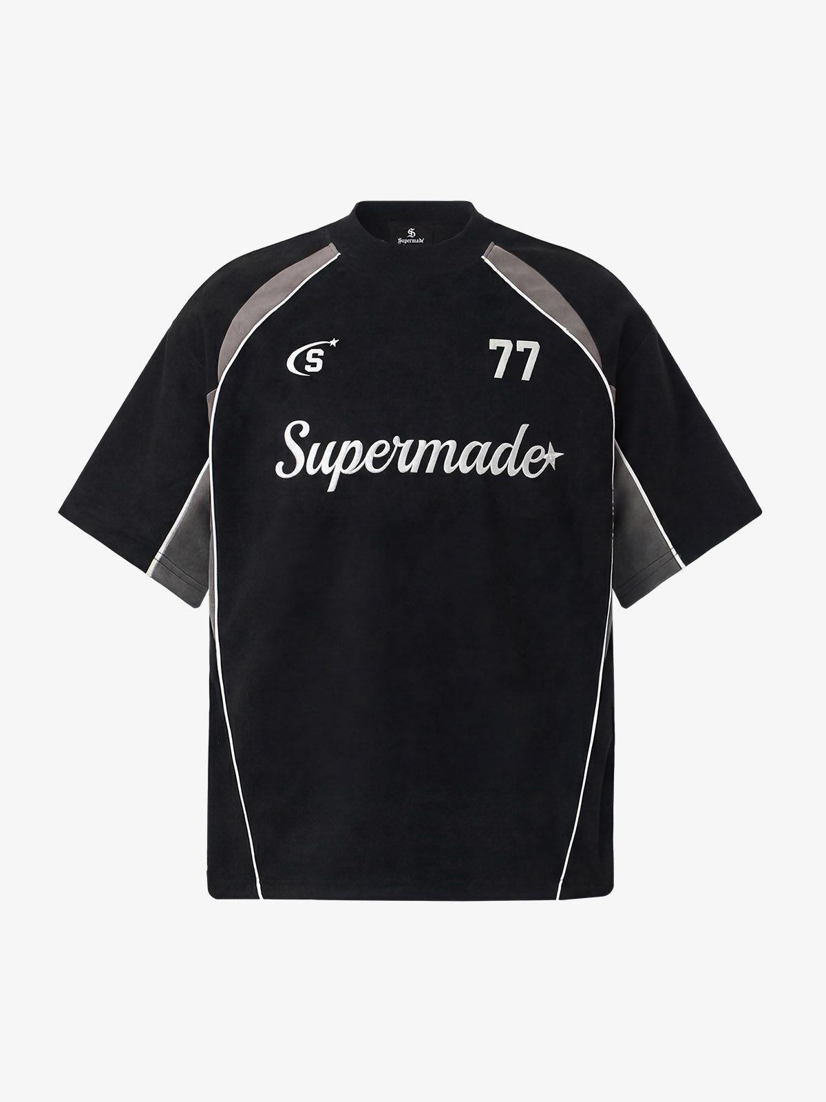 Cotton Blend Oversized Sport T-Shirt with Contrast Panels and Logo Print?