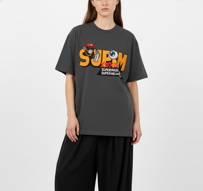 SUPM Trendy Hip-Hop Monkey Graffiti Font T-Shirt