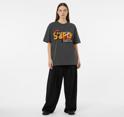 SUPM Trendy Hip-Hop Monkey Graffiti Font T-Shirt