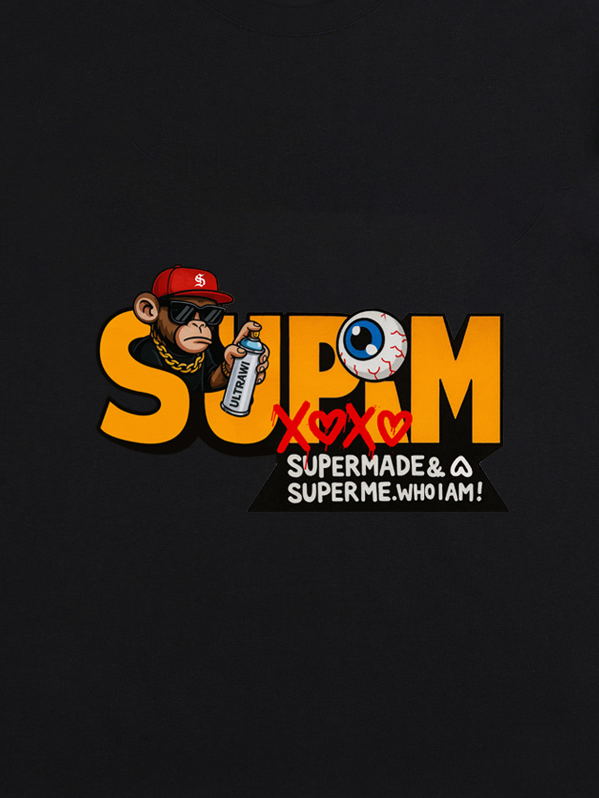 Supermade Trendy Hip-Hop Monkey Graffiti Font T-Shirt 